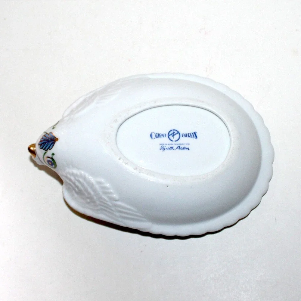 Elizabeth Arden Orient Express Soap Dish Porcelain Swan blue gold Japan